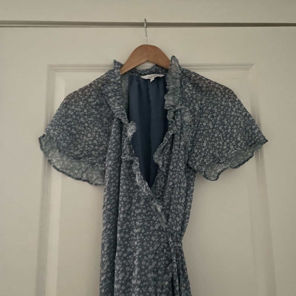& Other Stories Floral Print Chiffon Ruffle Maxi Dress Hydrangea - Picture 6 of 10